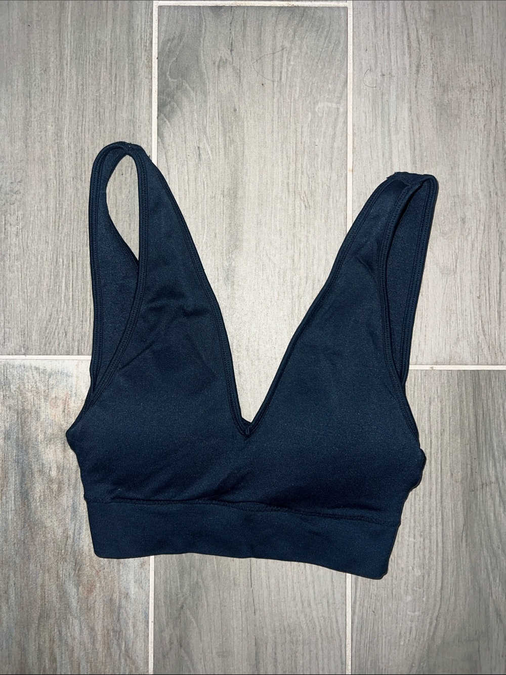Deep V Sports Bralette in Navy Blue